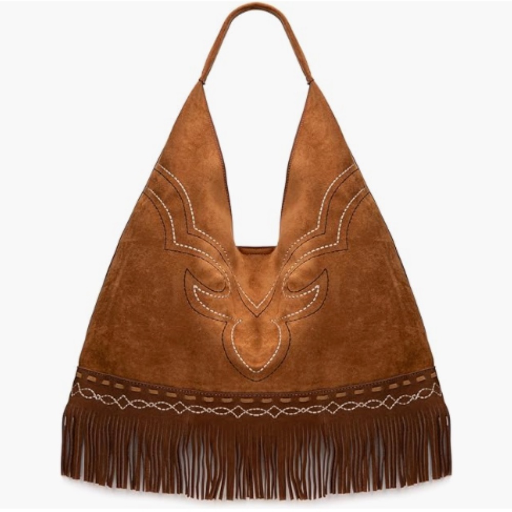 Oversized Montana West Tan Hobo Bag with Fringe NWT - Picture 9 of 9